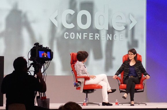 Ellen Pao onstage with Kara Swisher (left) at the Code Conference in May 2015