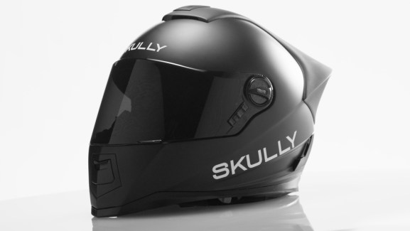 Skully's "smart motorcycle helmet" includes a rear-view camera and a heads-up display.