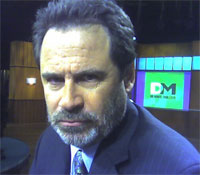 Dennis Miller on the set of his show
