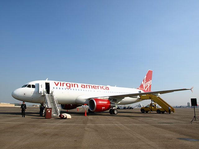 Virgin America plane on the ground