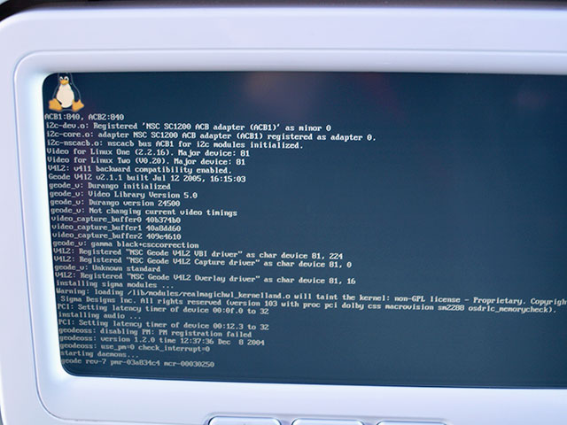 Virgin America inflight console, booting up Red Hat Linux