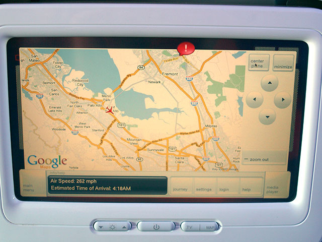 Google Maps on Virgin America seatback