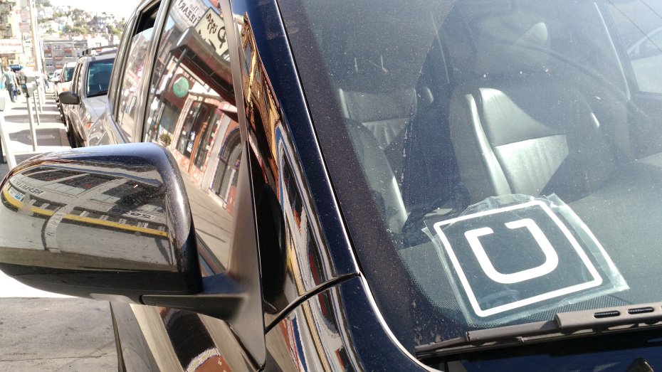 Uber sticker. Photo by Jordan Novet/VentureBeat