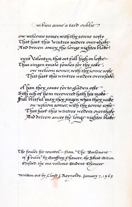 Lloyd Reynolds calligraphy